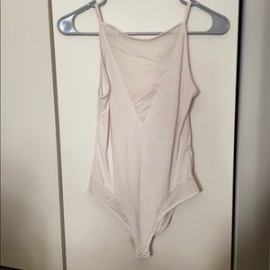 Cream body suit w/mesh